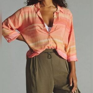 Cloth & Stone x Anthropologie Printed Buttondown Shirt, Orange